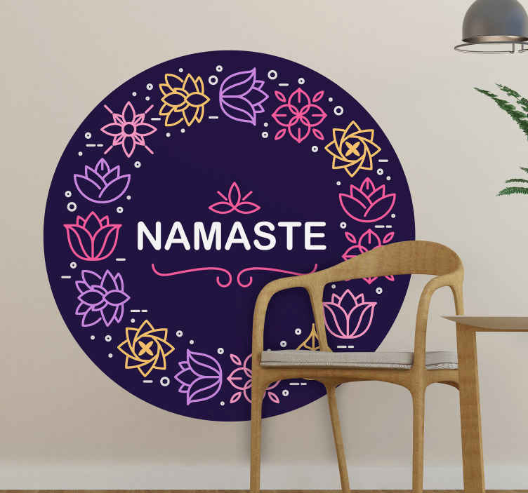 Namaste blomstercirkel design natur klistermærke - TenStickers