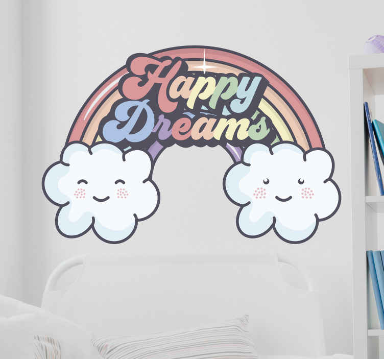 Happy dreams illustration wall art decal TenStickers
