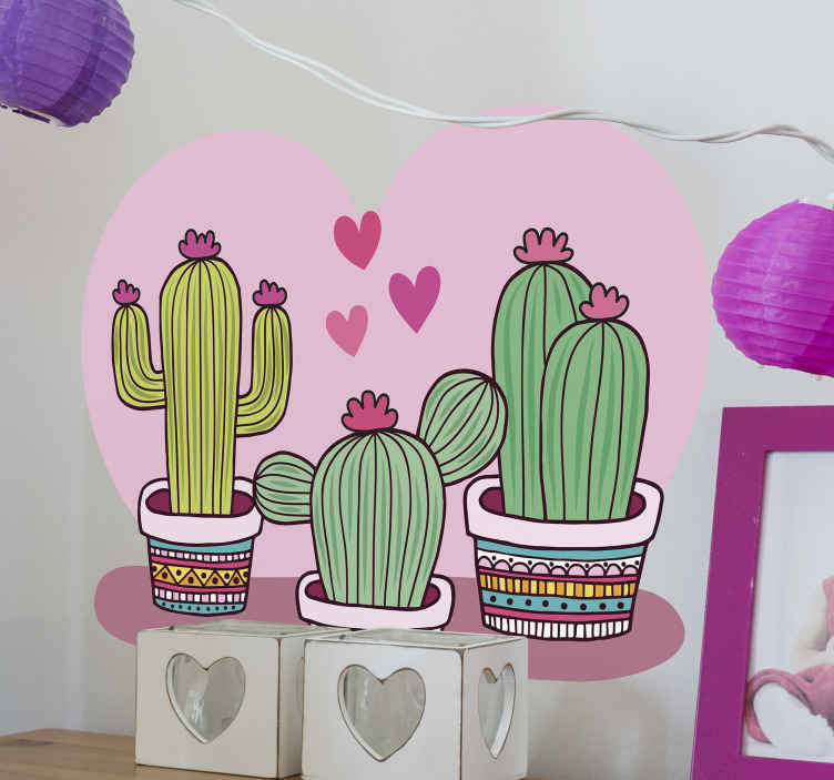 Vinilo de plantas de cactus con amor - TenVinilo