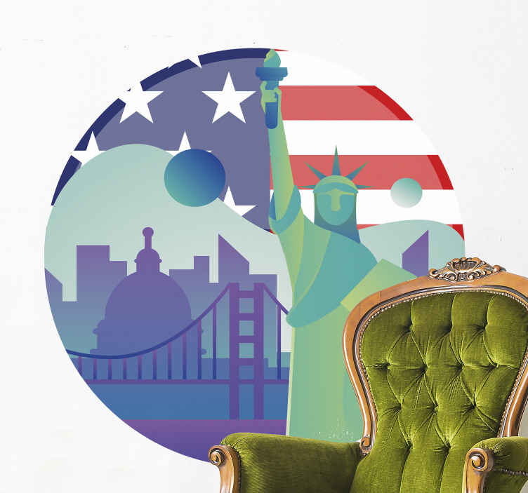 Sticker mural rond New-York