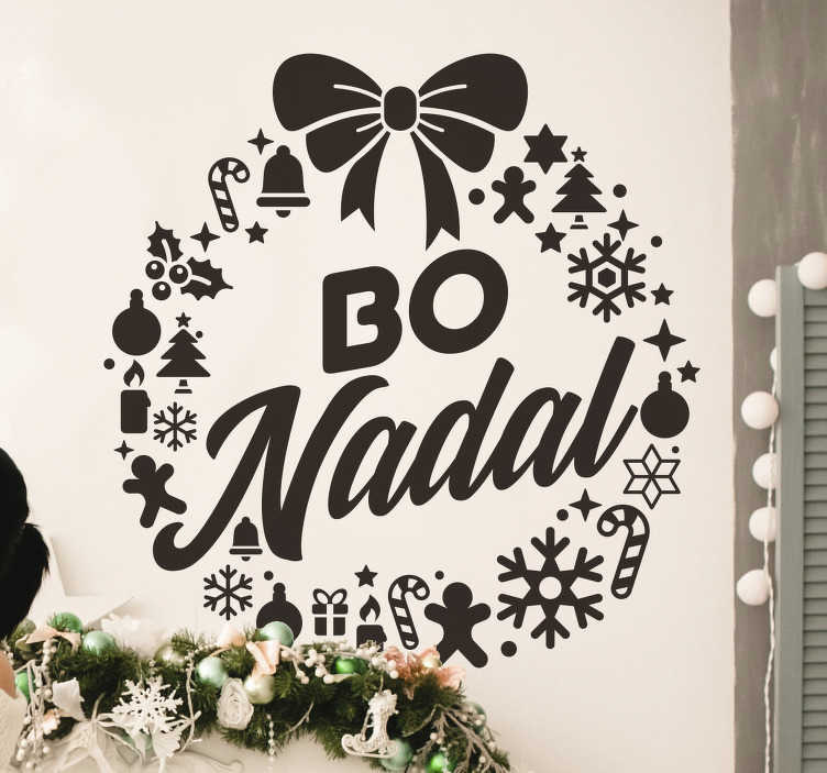 Vinilo de Navidad Corona Bo Nadal Gallego - como decorar una casa