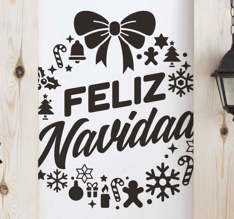 Pegatinas de navidad Corona Feliz Navidad - TenVinilo