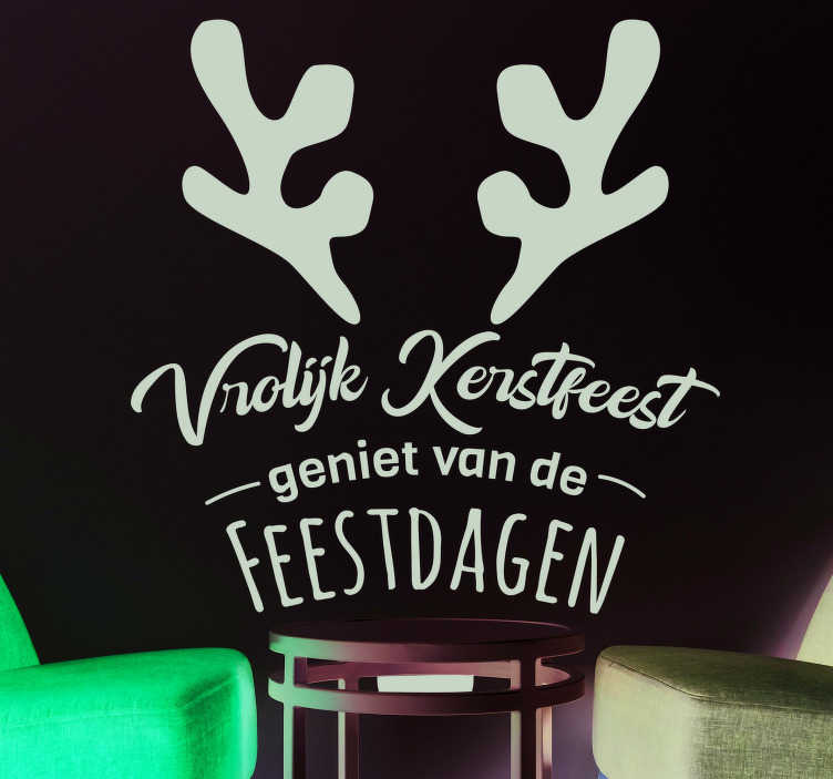 Kerst raamstickers rudolf met tekst - TenStickers