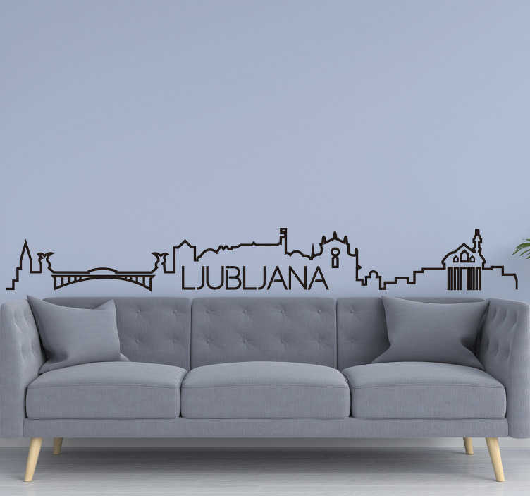 Ljubljana skyline line risba skyline decor - TenStickers