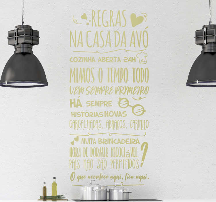 Autocolantes de texto Regras Na Casa Da Avó - TenStickers