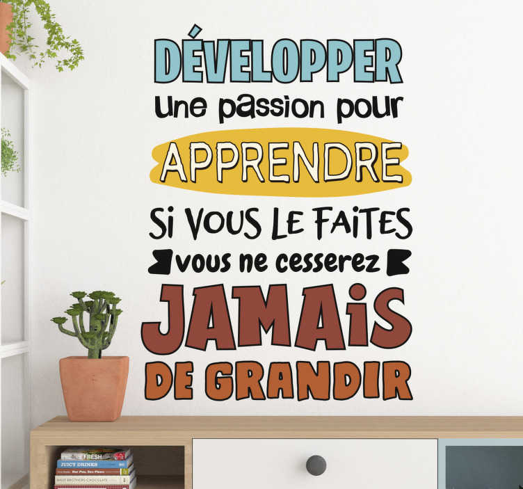 Passion pour l'apprentissage fr sticker mural de motivation