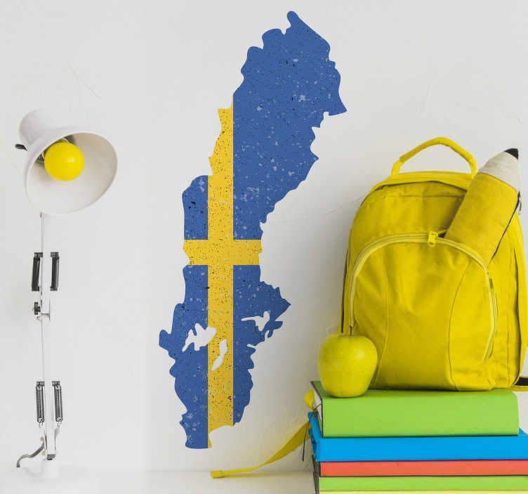 Svensk karta sliten klistermärke flagga klistermärke - Tenstickers