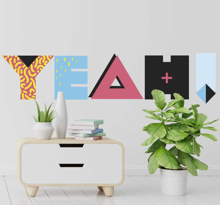 Phrase de style memphis ouais adhesif deco texte