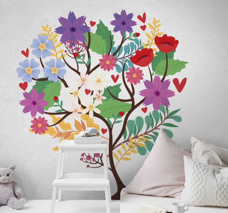 Tapisserie Murale Sticker Arbre Fleurs Amour sort XXL 120 x 150 w169 