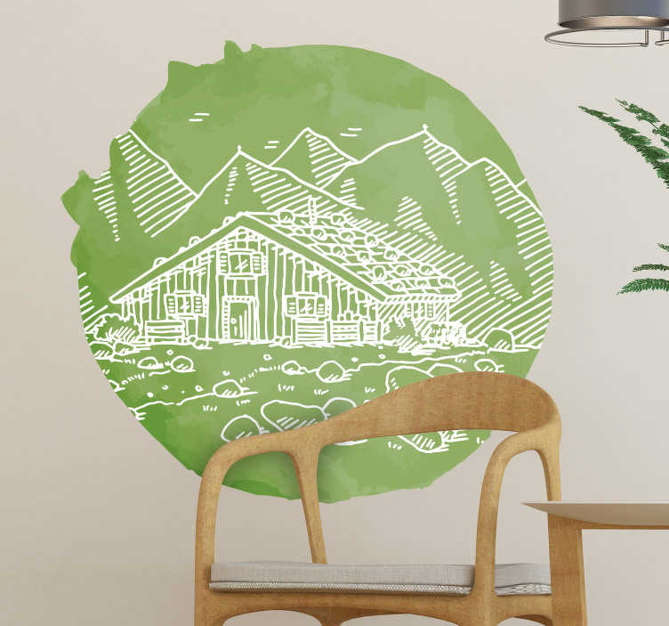 adhesifmurale cabane alpine en papier découpé