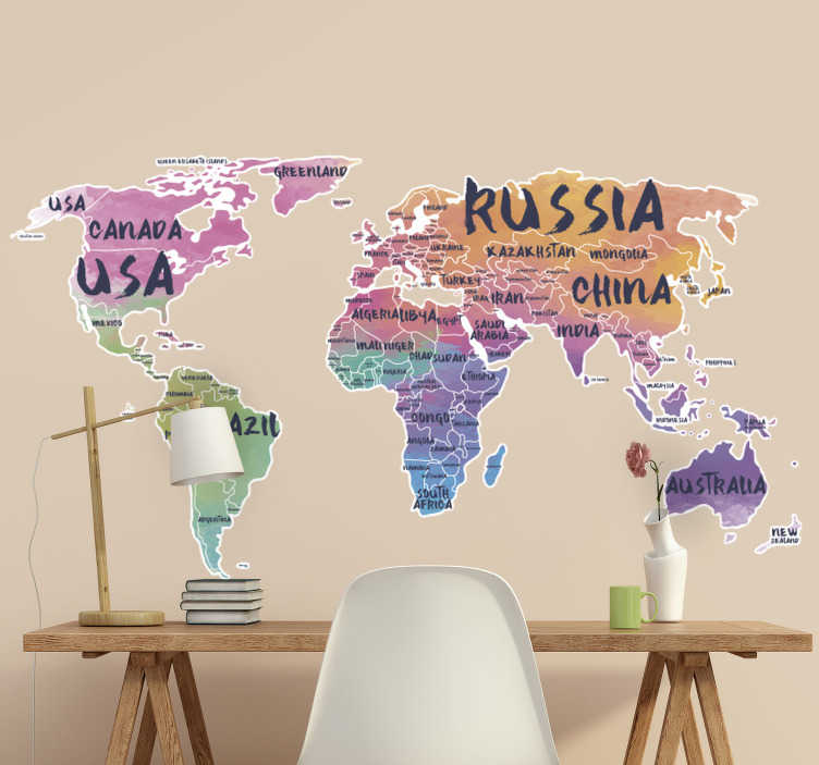Carte du monde murale,carte du monde stickers muraux,carte du