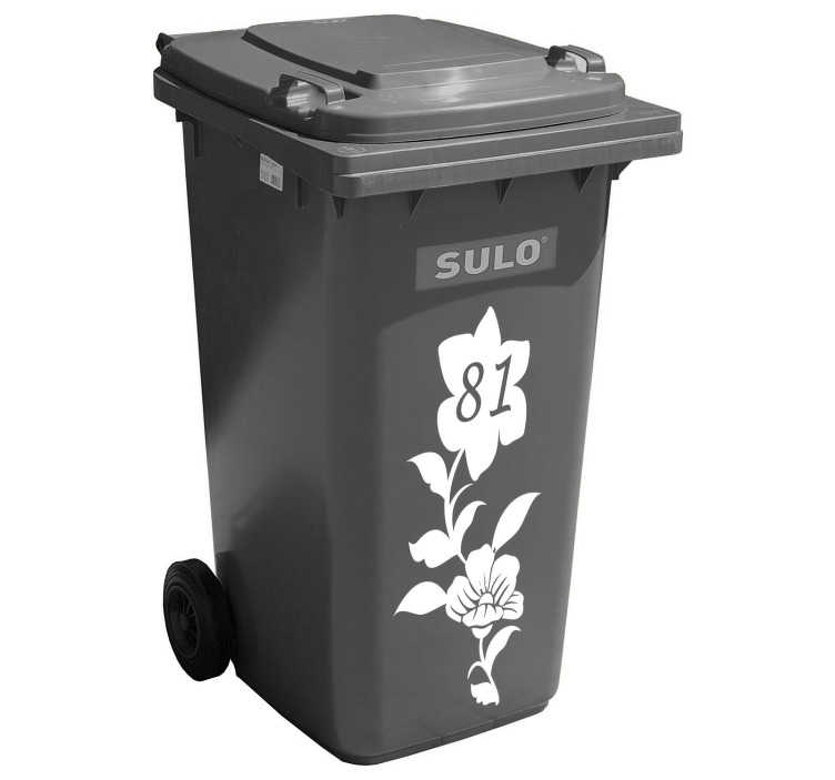 Bloem met huisnummer zelfklevende sticker - TenStickers