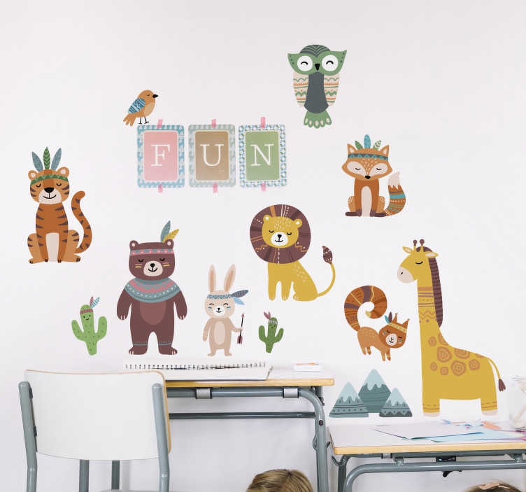 Tribal Animal Wall Stickers Removable Kids Decal Home Nursery Decor Art Mural 