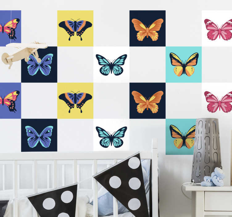 Sticker carrelage Papillons colorés