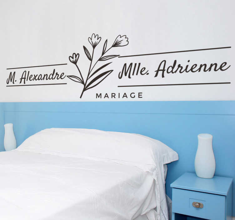 Sticker mural mariage personnalisable