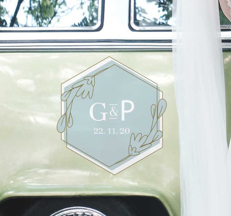 Sticker de mariage Initiales et date