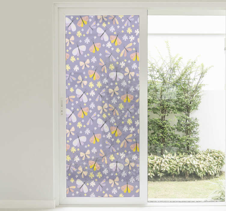 Vinilo decorativo para ventana de mariposas lila - TenVinilo
