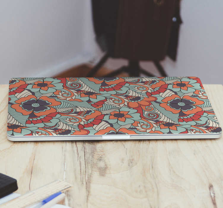 Sticker floral pour ordinateur motif paisley