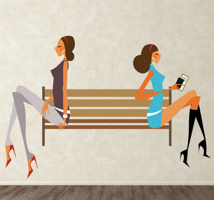 Autocollant mural femmes banc