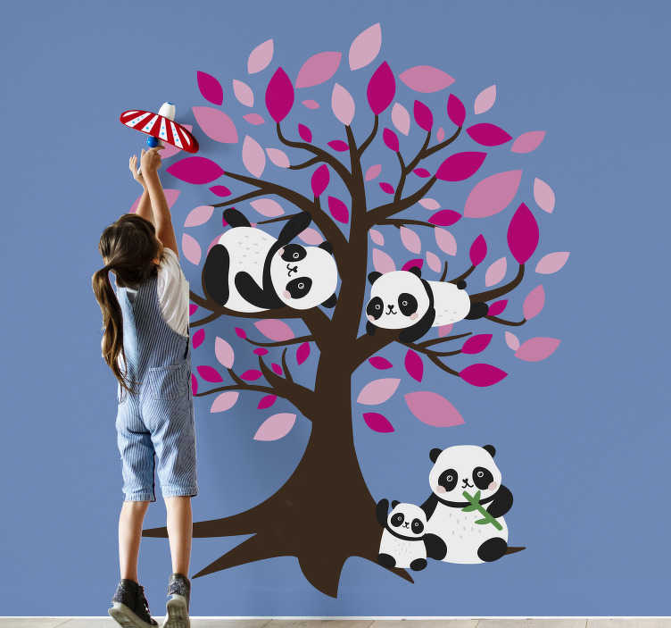 Vinis para quarto infantil Desenho animado de panda dizendo oi - TenStickers