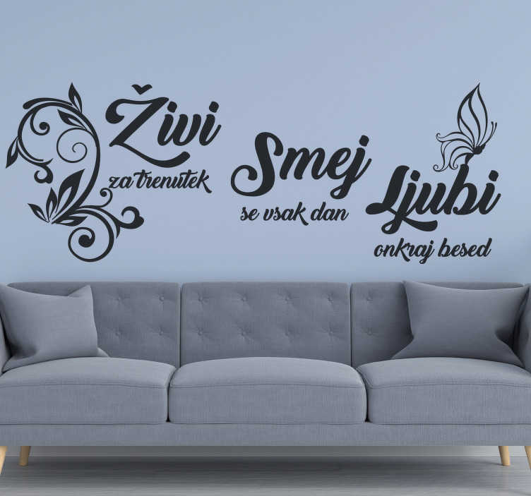 V živo, se smej, ljubi motivacijsko stensko nalepko - TenStickers
