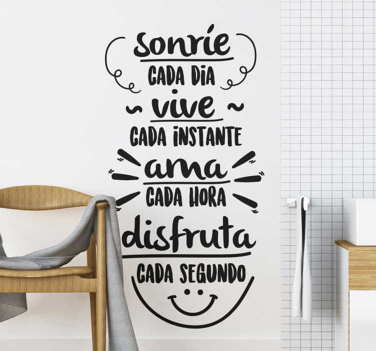 Vinilo Decorativo Frase Motivacional Sonríe Cada Día Tenvinilo