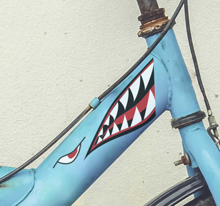 Pegatina para bicicleta cara de tiburón dientes afilados - TenVinilo