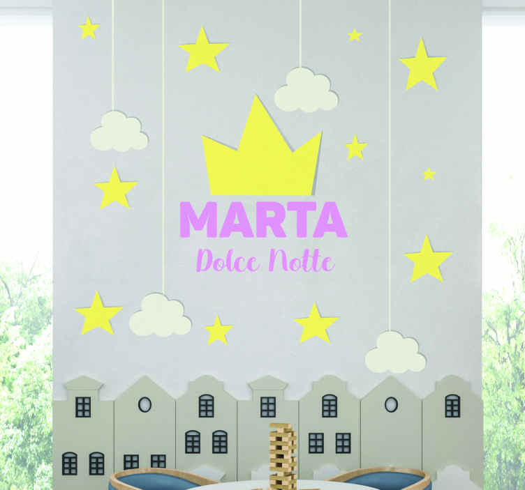 Sticker murale illustrazione nubi-bianche-e-stelle-