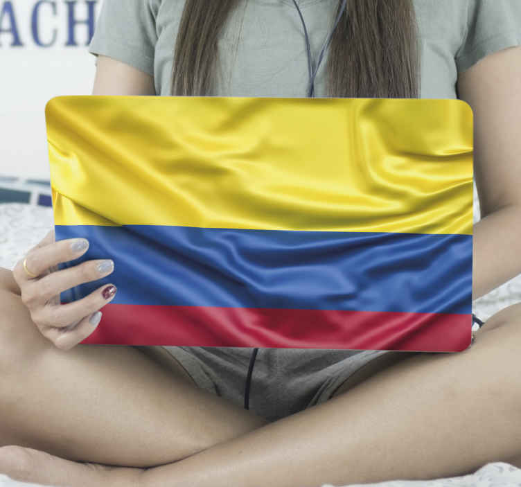 Skin para portátil bandera Colombia ondeando - TenVinilo