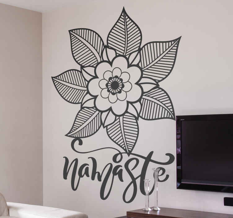 Sticker mural Fleur paisley et texte