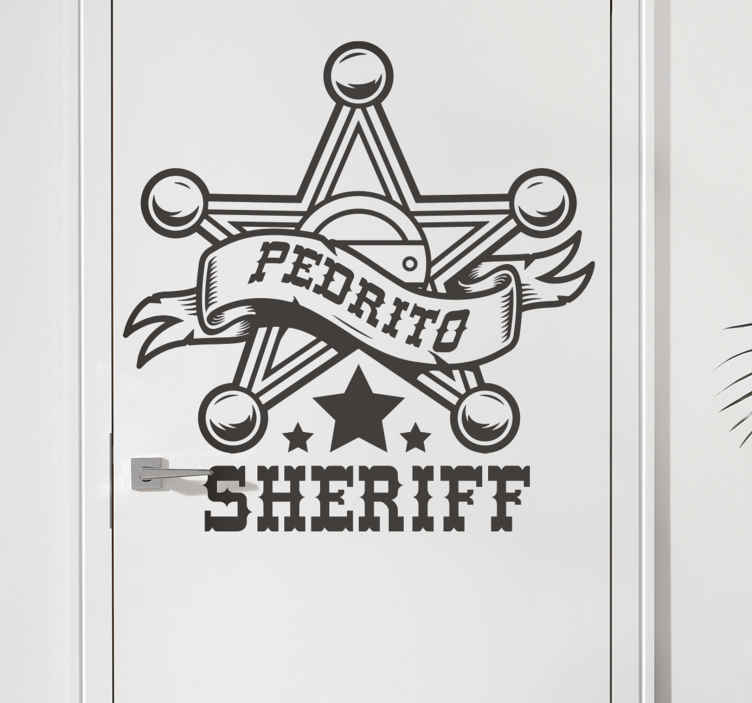 Sticker porte Etoile de shérif avec prénom