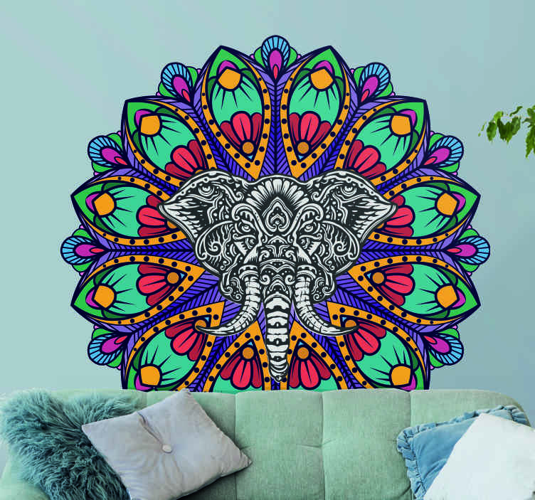 EW Designs Red Purple Mandala Elephant Cartoon Pen Art Vinyl Decal Bumper Sticker 4 Wide 