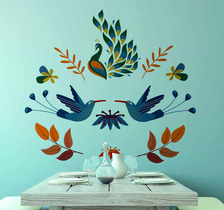 Comprar Pegatina decorativa para pared con silueta de hojas de jaula de  pájaros negra, pegatina para sala de estar y dormitorio