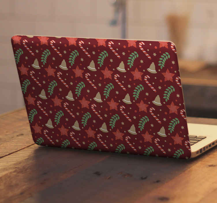 Christmas candy stick  laptop sticker - TenStickers
