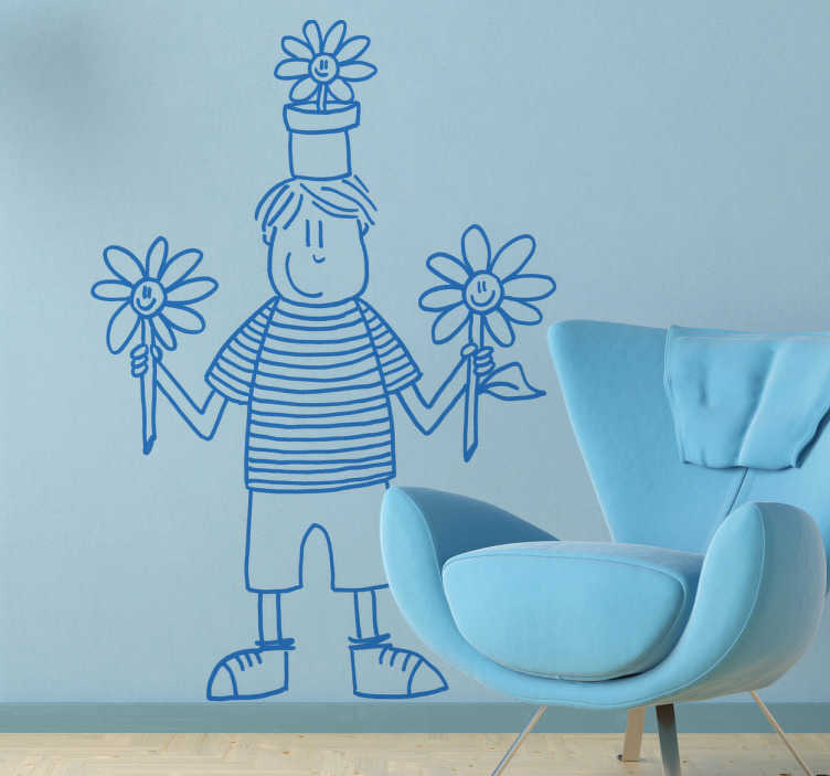 Sticker enfant pot de fleurs