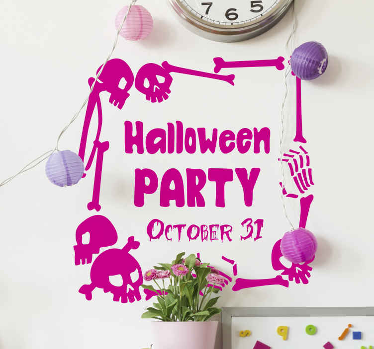 Sticker Halloween Scheletro che punta a un segno