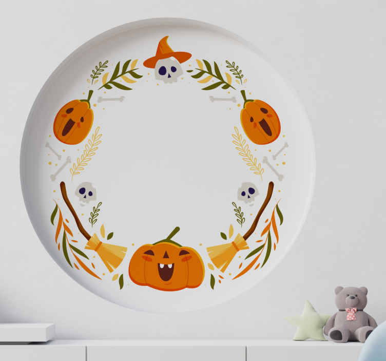 Sticker Halloween Cornice di zucche arancioni