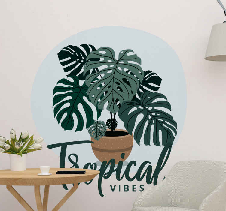 Tropical vibes monsters plant wall sticker - TenStickers