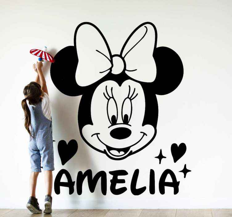 Sticker murale illustrazione Nome personalizzato disney minnie