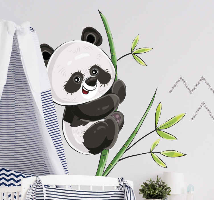 Sticker Mural Illustration Panda grimpant