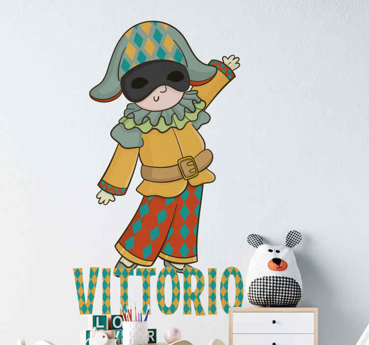 Sticker murale illustrazione Pulcinella caratteri italiani