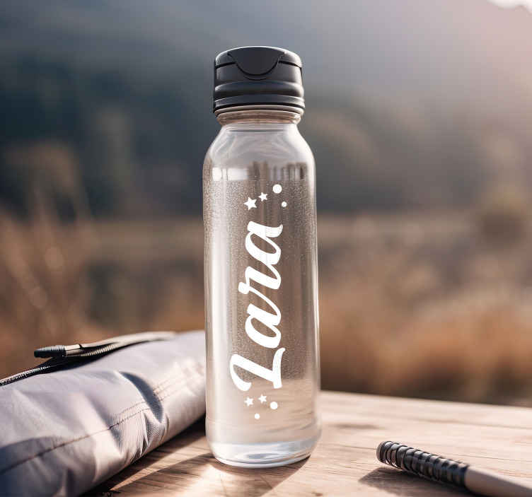 water bottle .. 2 x Personalised Name/word Vinyl Sticker For glass picture