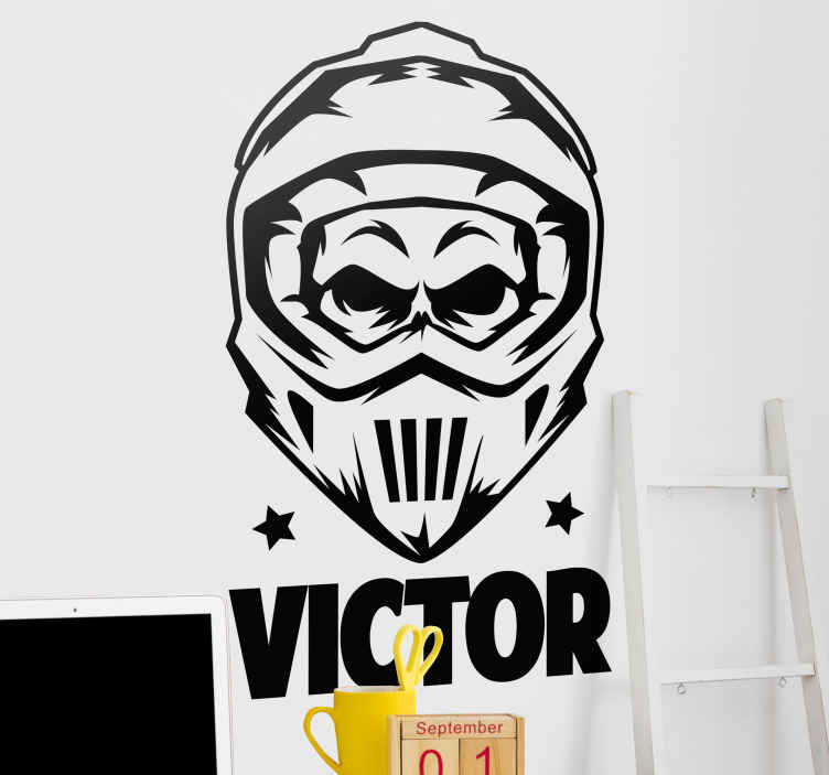 10X stickers signature nom prénom et drapeau personnalisable vtt motocross 
