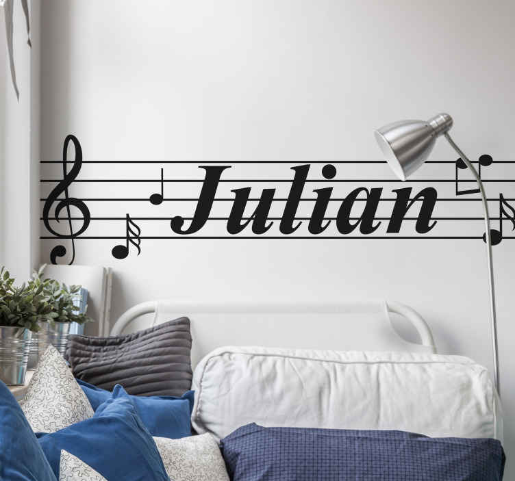 Music notes with name musical wall decal - TenStickers