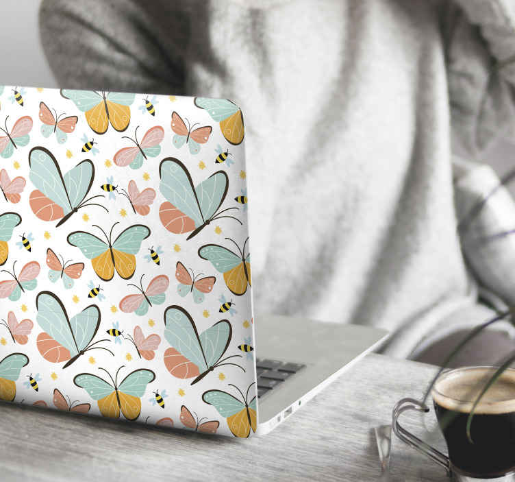 Sticker PC Papillons et abeilles
