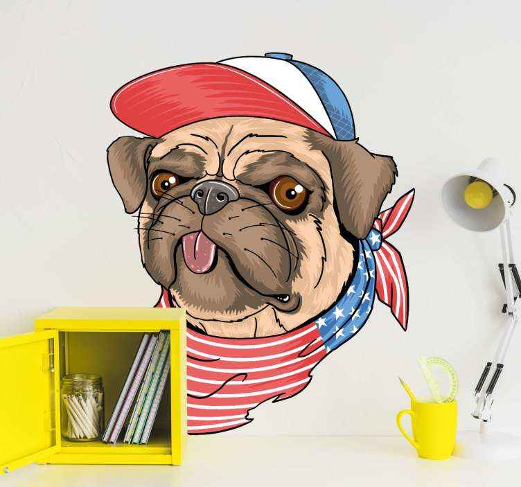 Pegatina Cachorro americano - vinilo adhesivo