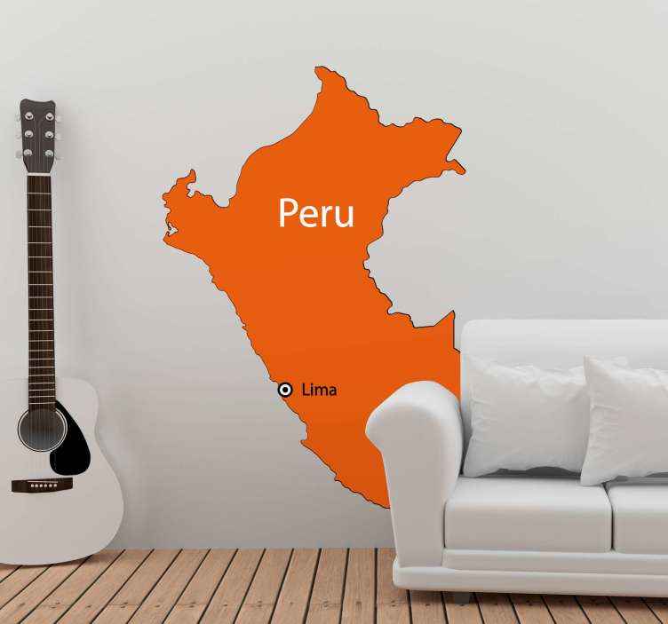 Vinilo mapamundi Mapa fisico peru - TenVinilo