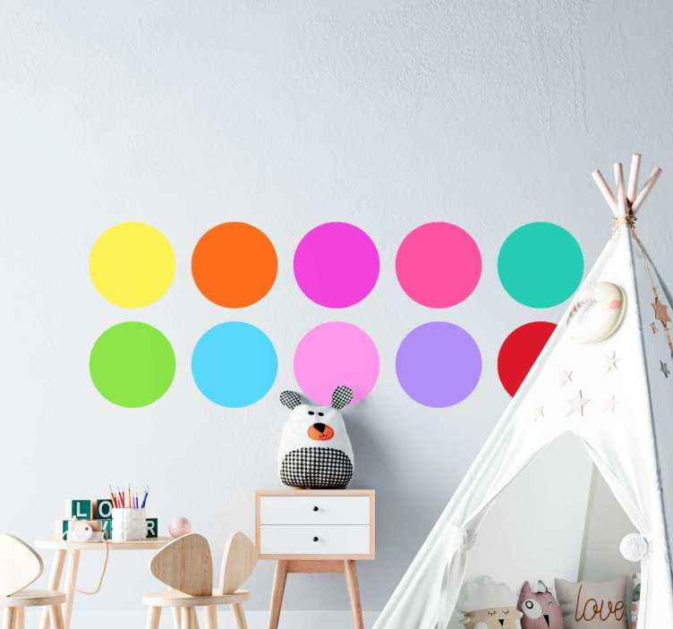 Stickers Muraux Pois Colorés Pour Chambre Bébé Ou Enfant - Lot De 60 Autocollants Ronds Sur 5 Feuilles - Non Toxique Et Sans Odeur