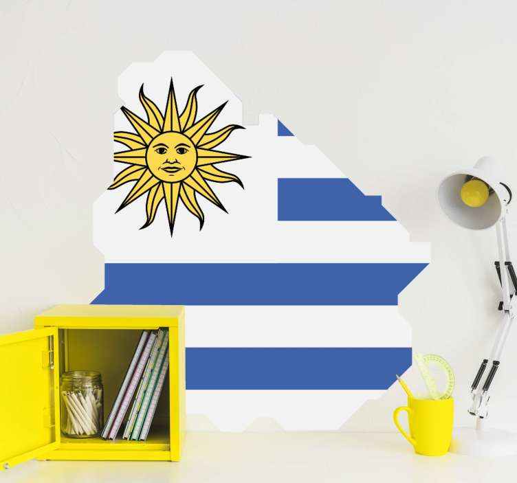 Pegatina bandera Mapa de uruguay con bandera - TenVinilo