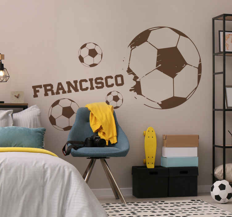 Personalized Boy Name Football Ball Fire Vinyl Sticker Wall Decal Decoration 